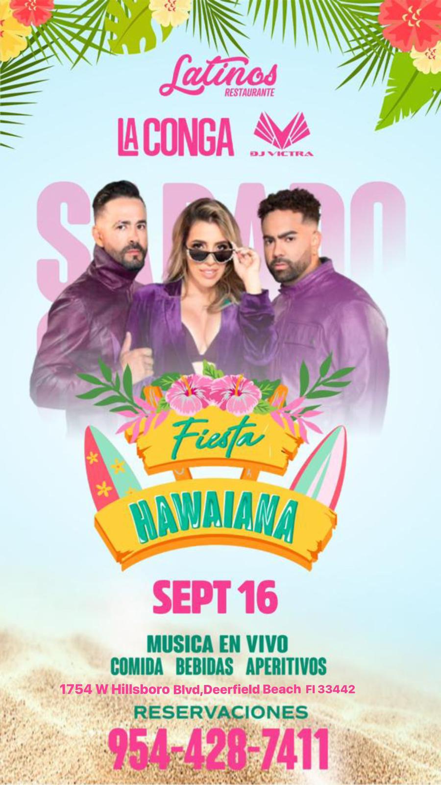 Lee más sobre el artículo Fiesta Hawuiana en Latinos Restaurante con La Conga Live